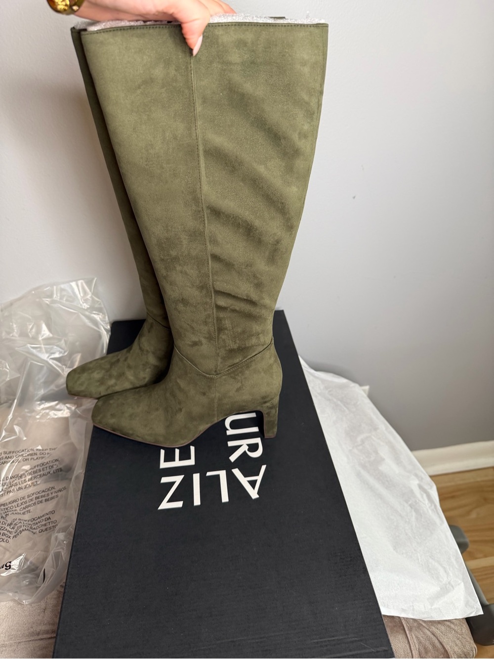 Naturalizer Nona Cactus Clay Green Knee High Boots Size 8 M NIB $185